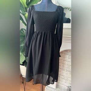 SOLD! Black peasant long sleeve smock dress